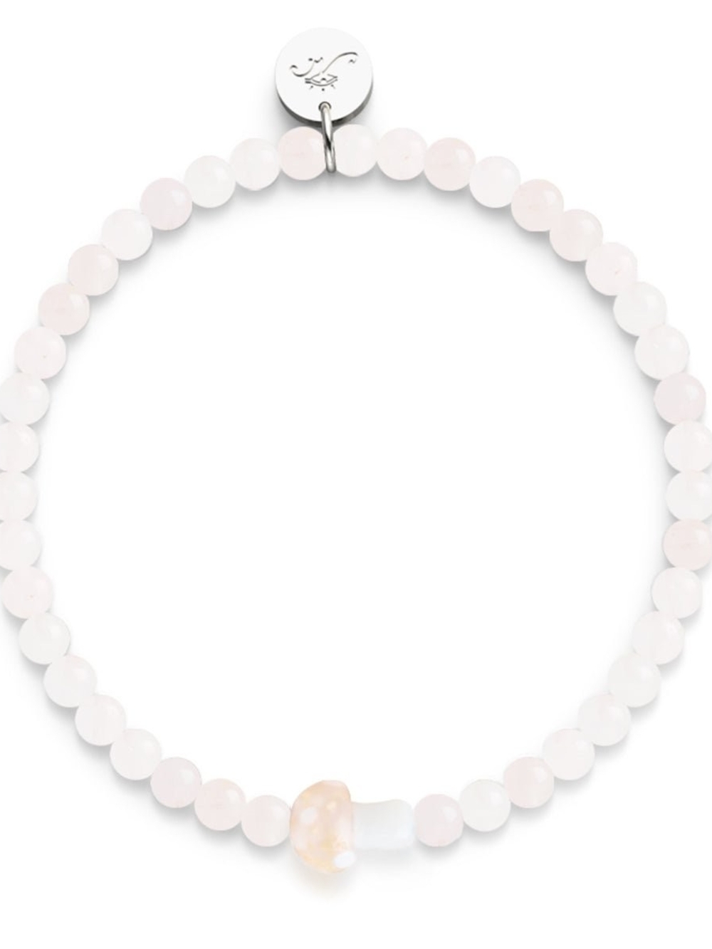 🆕️ NOGU Rose Quartz Silver Firefly Glass Mushroom Gemstone Bracelet